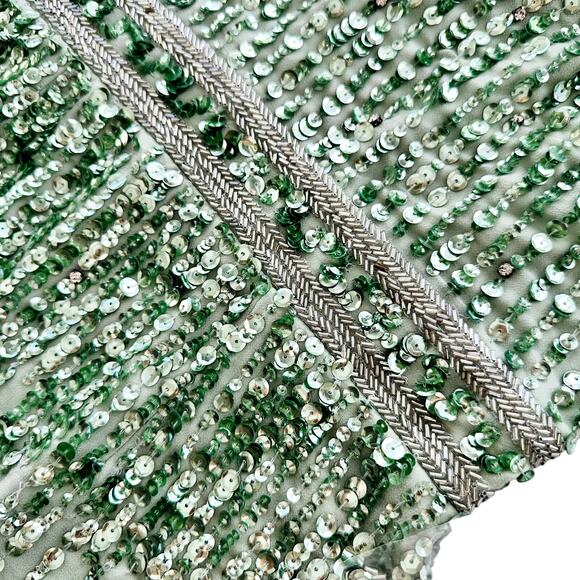 Mac Duggal Sage Green Full Bead Sequin Midi Dress Size 6 NEW #93606 Wedding Prom - Picture 8 of 13